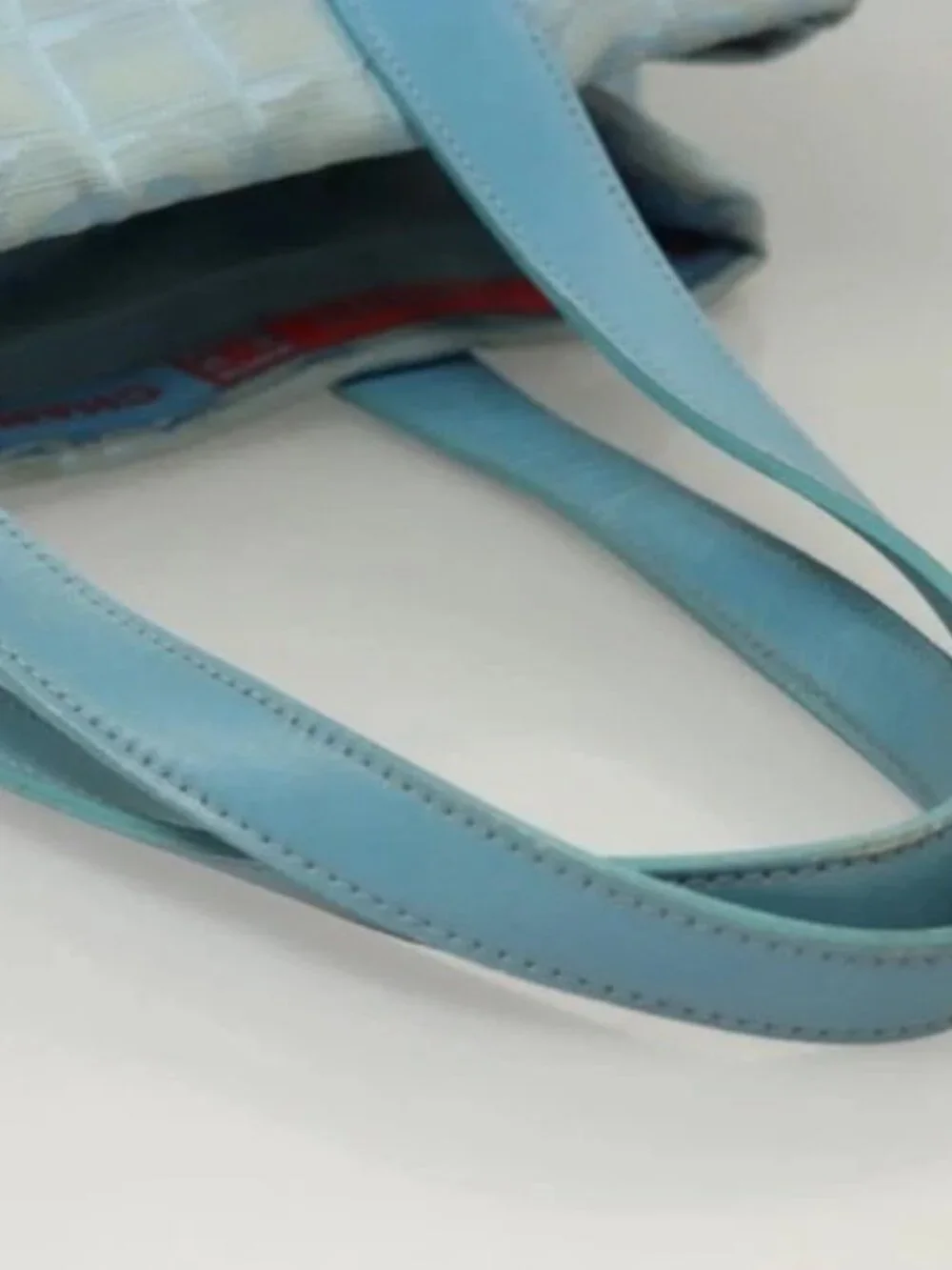 CHANEL New Travel line Tote Bag Light Blue Silver CC Auth 133486